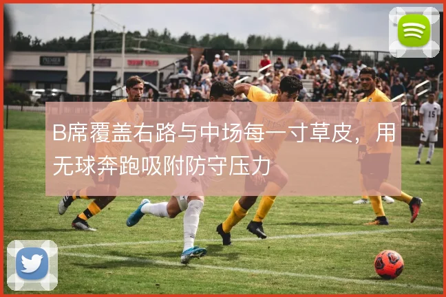 B席覆盖右路与中场每一寸草皮，用无球奔跑吸附防守压力